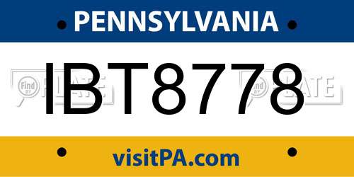 IBT8778 Pennsylvania License Plate