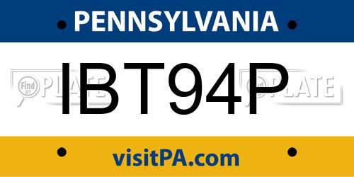 IBT94P Pennsylvania License Plate