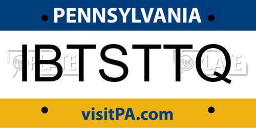 IBTSTTQ Pennsylvania License Plate