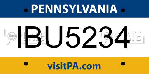 IBU5234 Pennsylvania License Plate