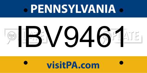 IBV9461 Pennsylvania License Plate