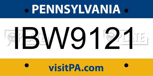 IBW9121 Pennsylvania License Plate