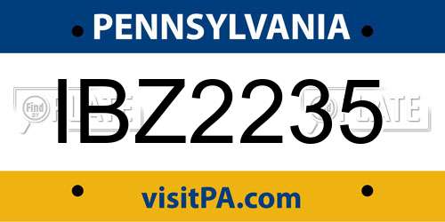 IBZ2235 Pennsylvania License Plate
