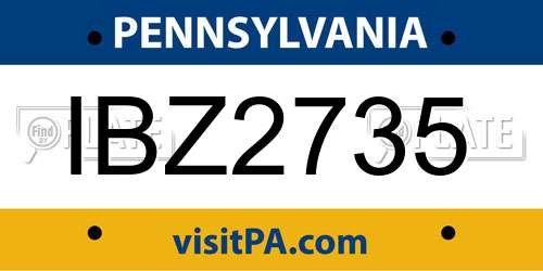 IBZ2735 Pennsylvania License Plate