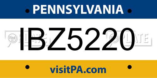 IBZ5220 Pennsylvania License Plate