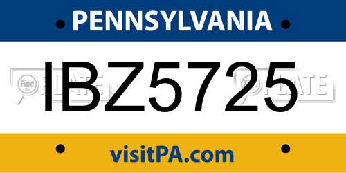 IBZ5725 Pennsylvania License Plate