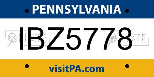 IBZ5778 Pennsylvania License Plate