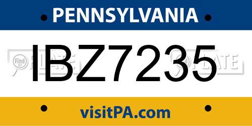 IBZ7235 Pennsylvania License Plate