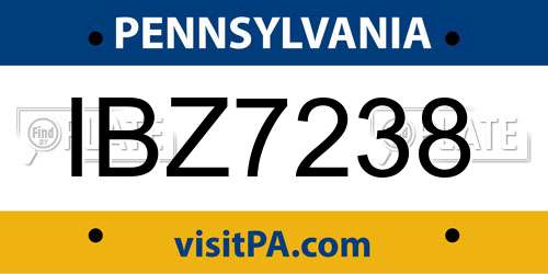 IBZ7238 Pennsylvania License Plate