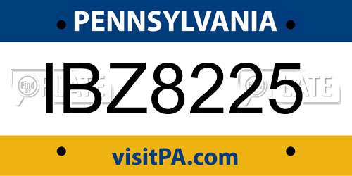 IBZ8225 Pennsylvania License Plate