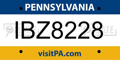 IBZ8228 Pennsylvania License Plate