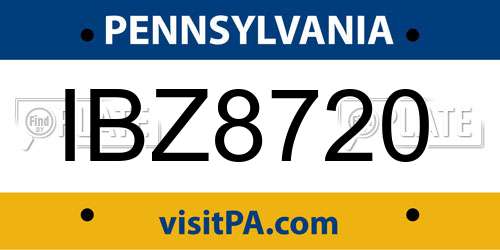 IBZ8720 Pennsylvania License Plate