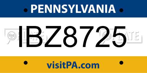 IBZ8725 Pennsylvania License Plate