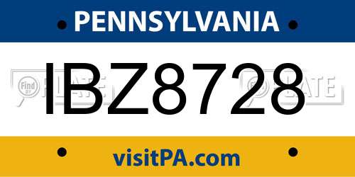 IBZ8728 Pennsylvania License Plate