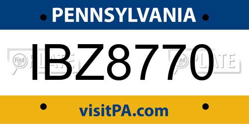 IBZ8770 Pennsylvania License Plate
