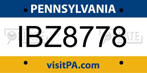 IBZ8778 Pennsylvania License Plate