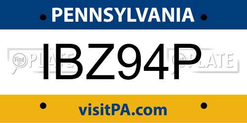 IBZ94P Pennsylvania License Plate