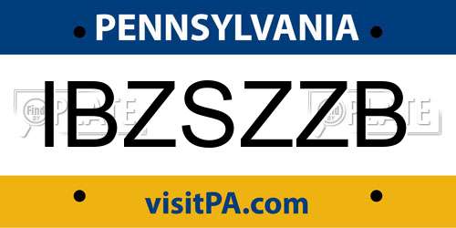 IBZSZZB Pennsylvania License Plate