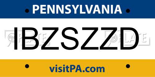 IBZSZZD Pennsylvania License Plate