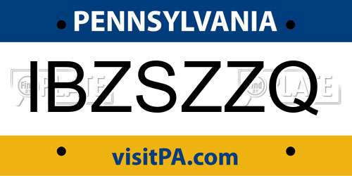 IBZSZZQ Pennsylvania License Plate