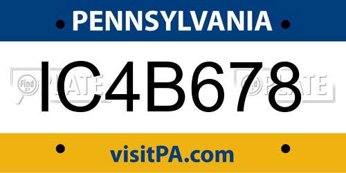 IC4B678 Pennsylvania License Plate