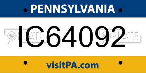 IC64092 Pennsylvania License Plate
