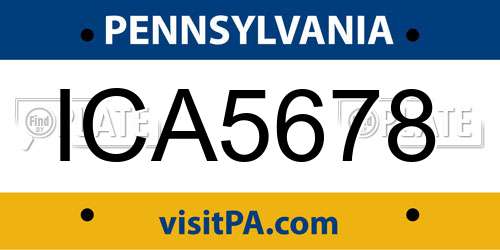 ICA5678 Pennsylvania License Plate
