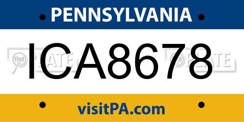 ICA8678 Pennsylvania License Plate
