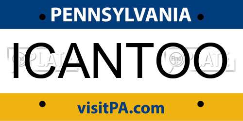 ICANTOO Pennsylvania License Plate