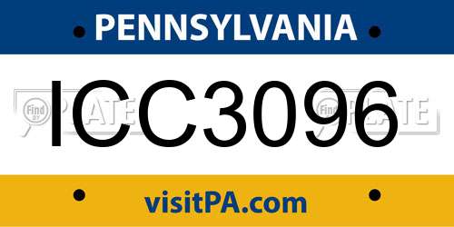 ICC3096 Pennsylvania License Plate