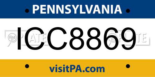 ICC8869 Pennsylvania License Plate