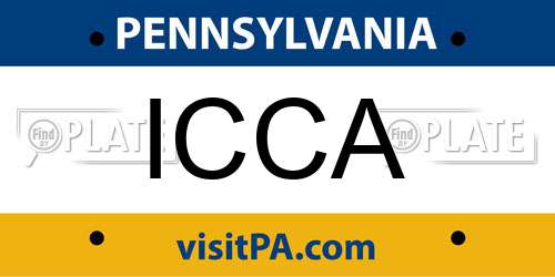 ICCA Pennsylvania License Plate