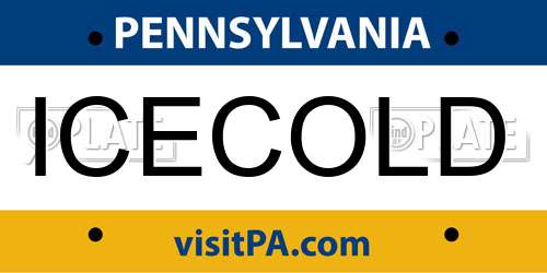 ICECOLD Pennsylvania License Plate