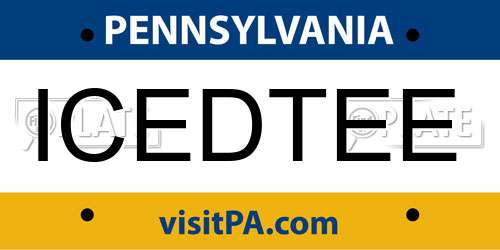 ICEDTEE Pennsylvania License Plate