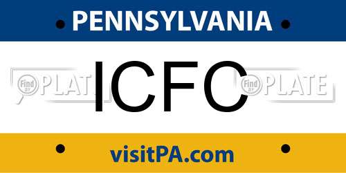 ICFC Pennsylvania License Plate