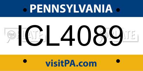 ICL4089 Pennsylvania License Plate
