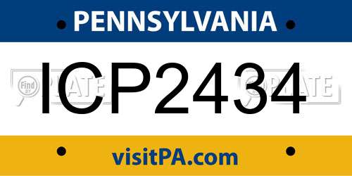 ICP2434 Pennsylvania License Plate