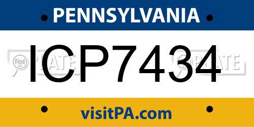 ICP7434 Pennsylvania License Plate
