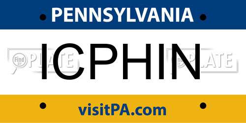 ICPHIN Pennsylvania License Plate