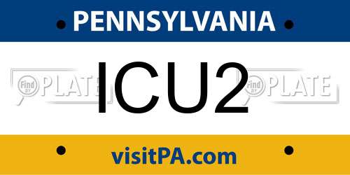 ICU2 Pennsylvania License Plate
