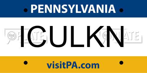 ICULKN Pennsylvania License Plate