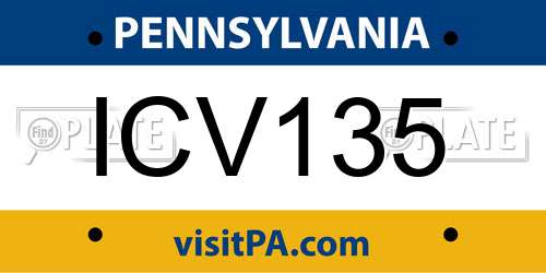 ICV135 Pennsylvania License Plate