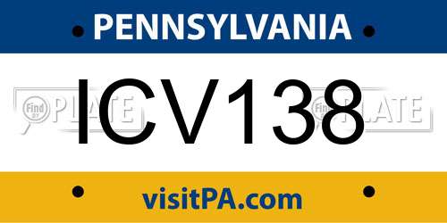 ICV138 Pennsylvania License Plate