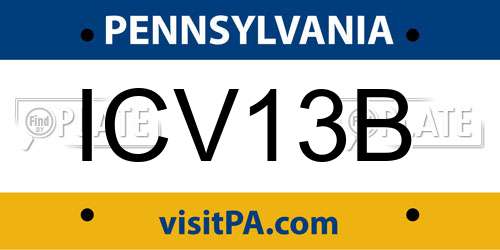 ICV13B Pennsylvania License Plate