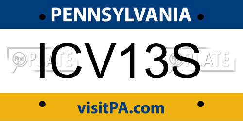 ICV13S Pennsylvania License Plate
