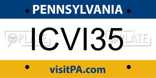 ICVI35 Pennsylvania License Plate