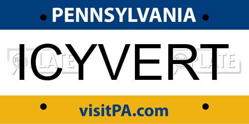 ICYVERT Pennsylvania License Plate