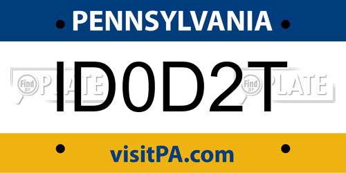 ID0D2T Pennsylvania License Plate