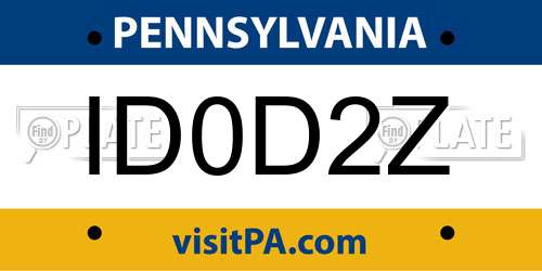 ID0D2Z Pennsylvania License Plate