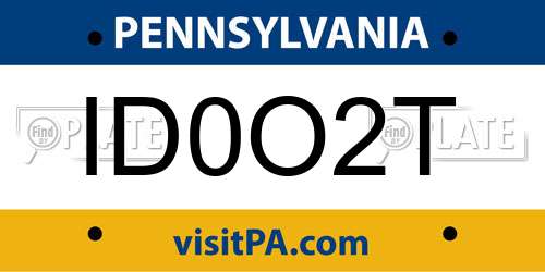 ID0O2T Pennsylvania License Plate